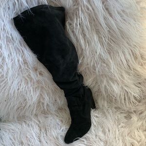 over the knee heeled boots // block heel